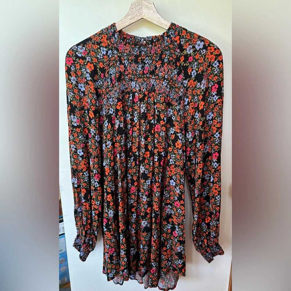 FREE PEOPLE floral Flowers in Her Hair Long Sleeve Tunic Blouse/ Dress - Picture 5 of 7